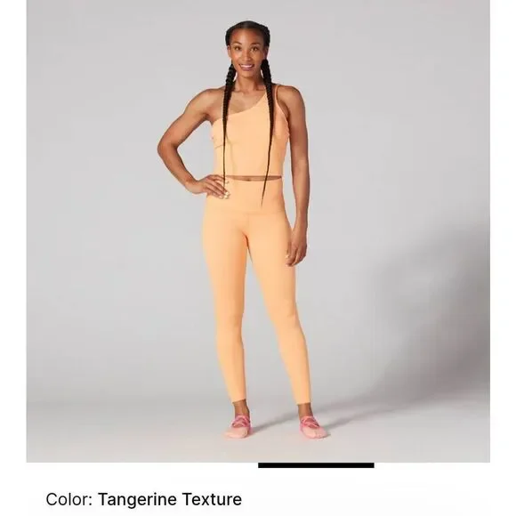 SEERSUCKER HIGH WAISTED 7/8 LEGGINGS Sz Large - Picture 2 of 6